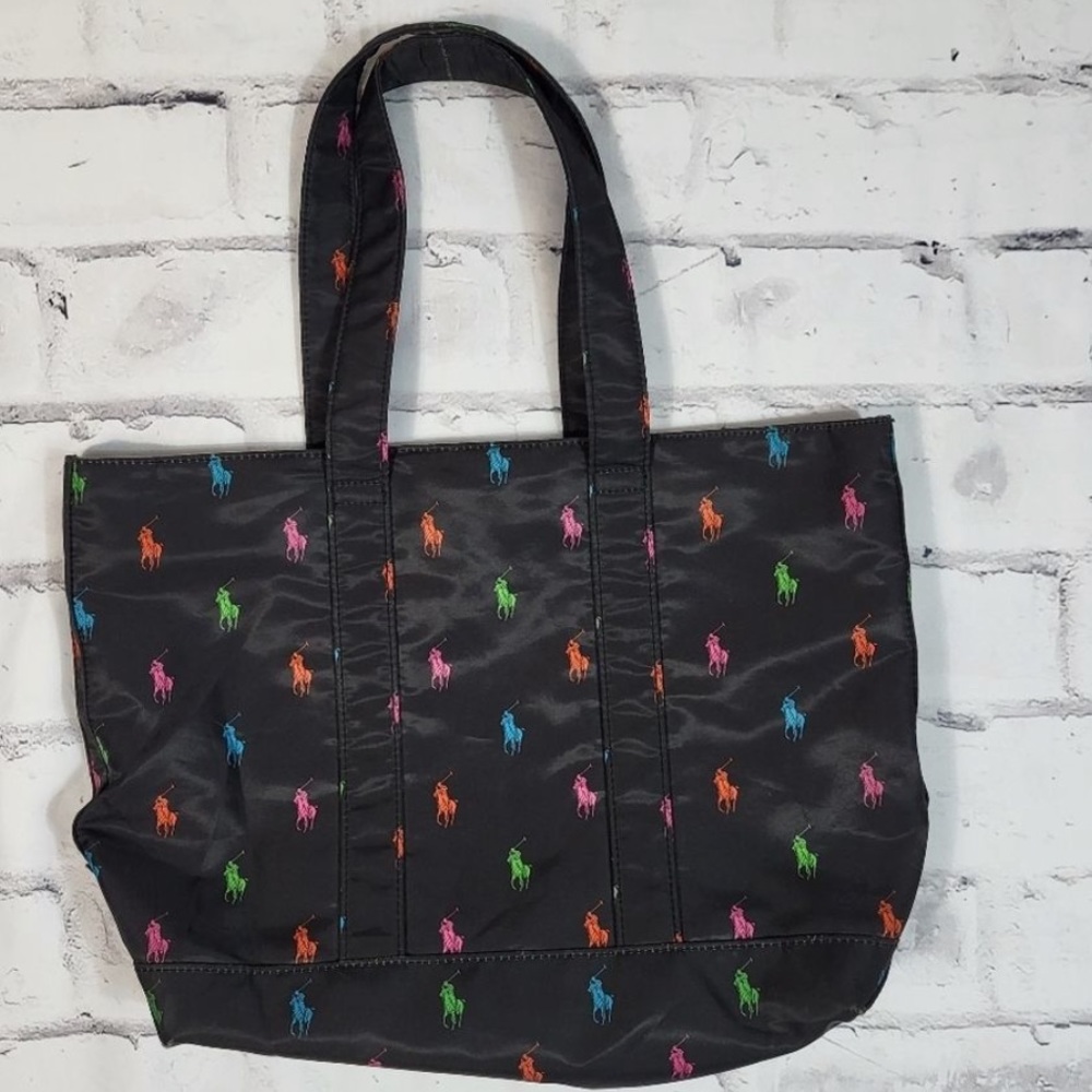 RALPH LAUREN Polo Colorful Logo Nylon Tote Shopper Bag